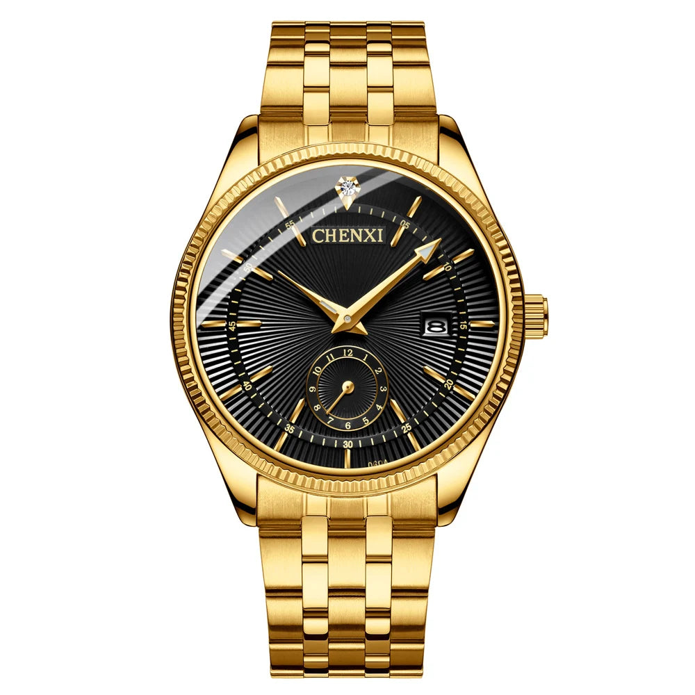 Kit Relógios Masculino e Feminino de Luxo Dourado