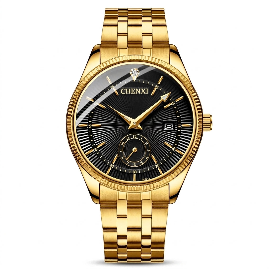Kit Relógios Masculino e Feminino de Luxo Dourado