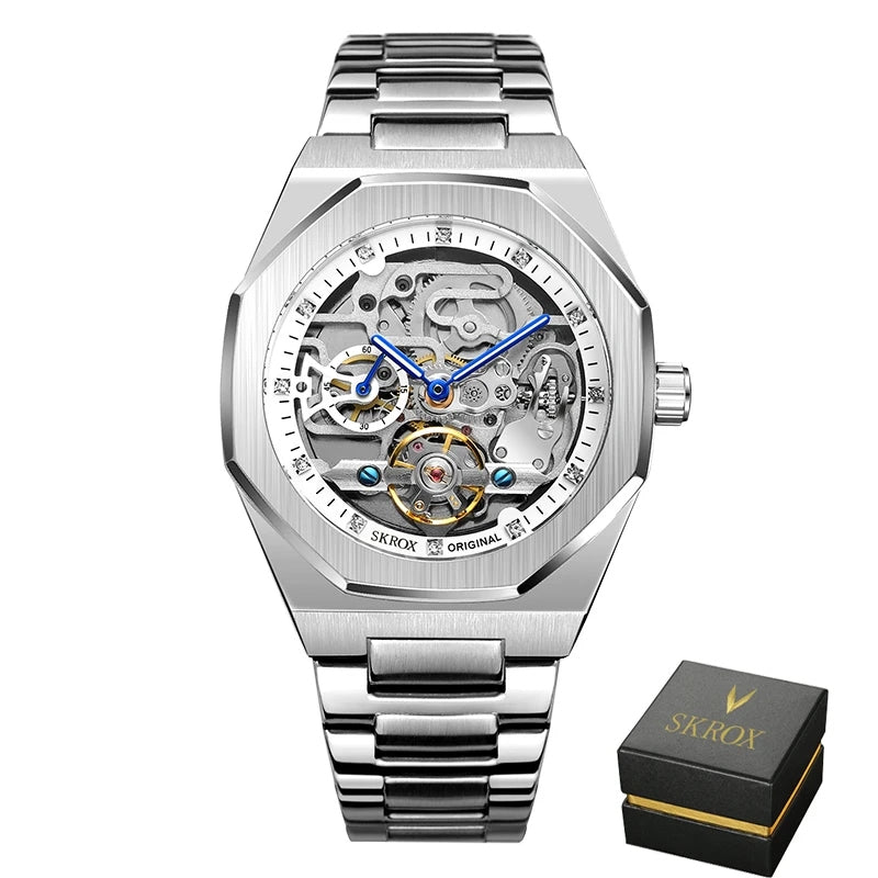 Relógio Masculino de Luxo Mecânico com Diamantes