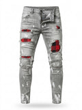 Calça Jeans Masculina Slim Destroyed Lavada