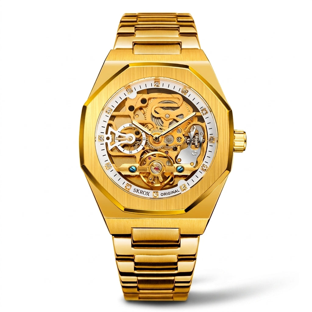 Relógio Masculino de Luxo Mecânico com Diamantes