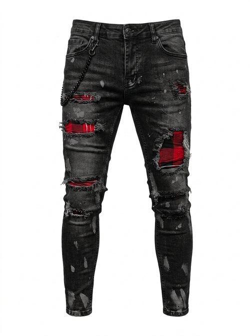 Calça Jeans Masculina Slim Destroyed Lavada