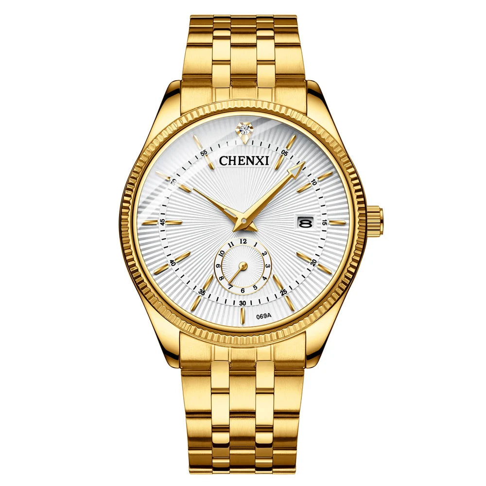 Kit Relógios Masculino e Feminino de Luxo Dourado