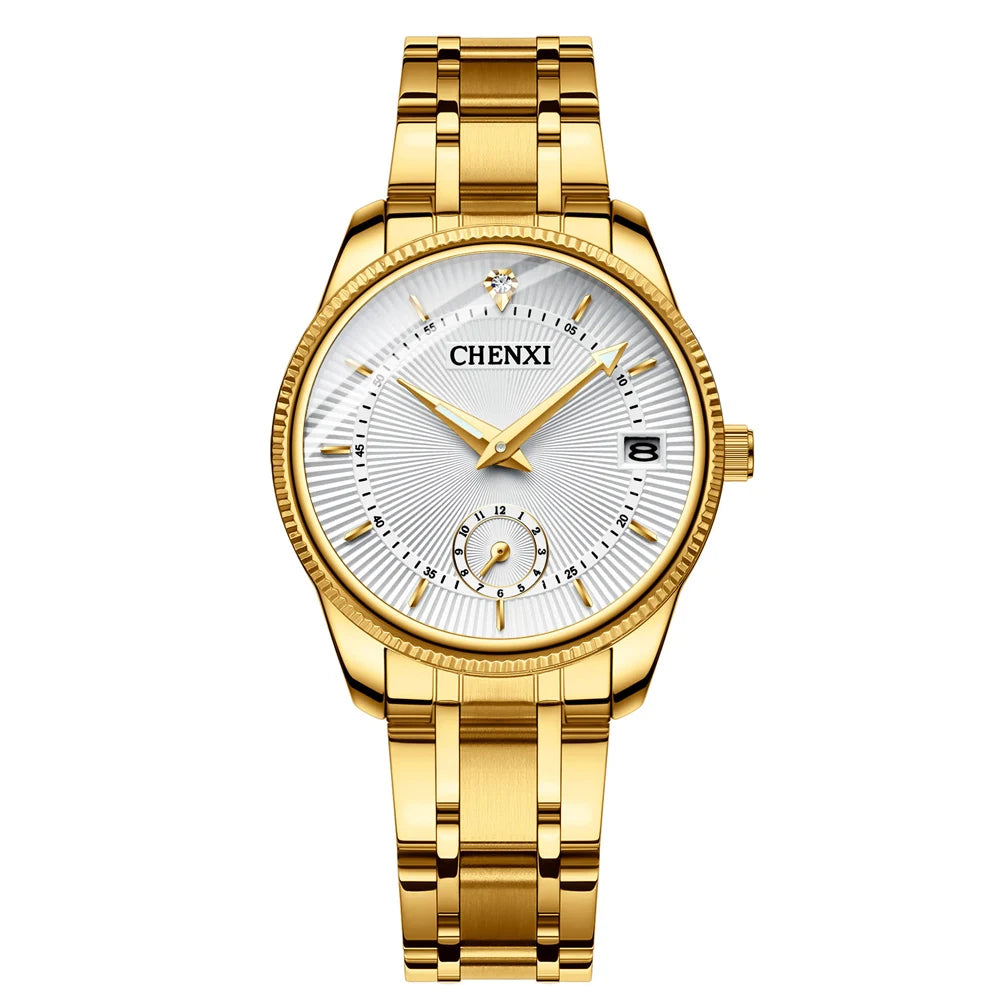 Kit Relógios Masculino e Feminino de Luxo Dourado
