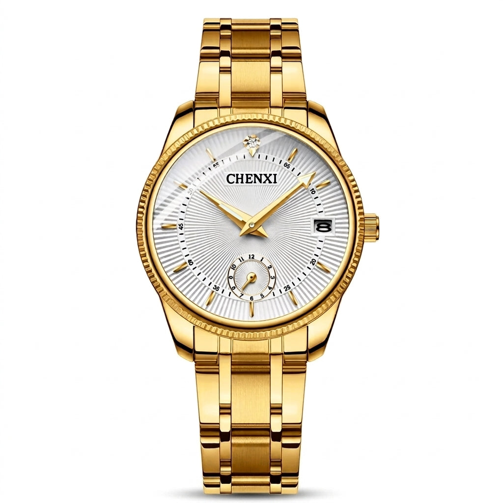 Kit Relógios Masculino e Feminino de Luxo Dourado