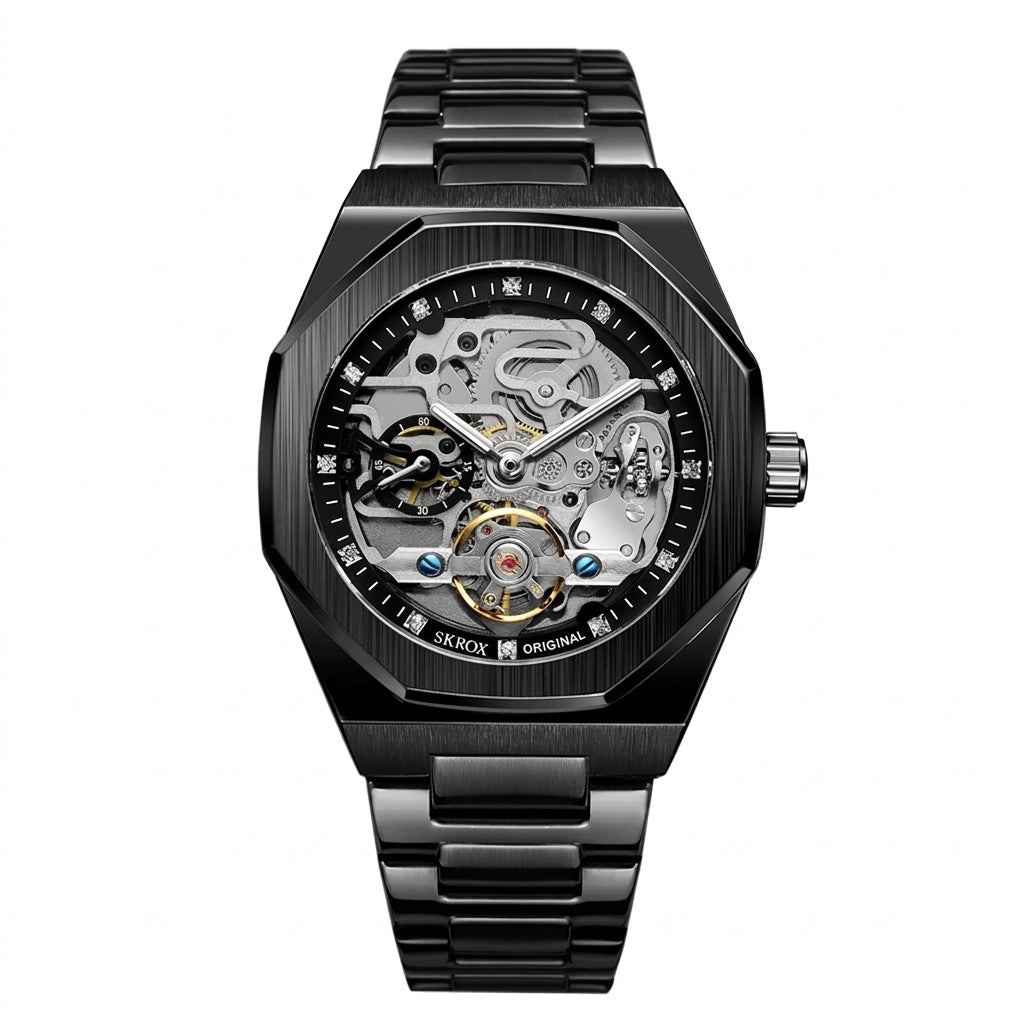 Relógio Masculino de Luxo Mecânico com Diamantes