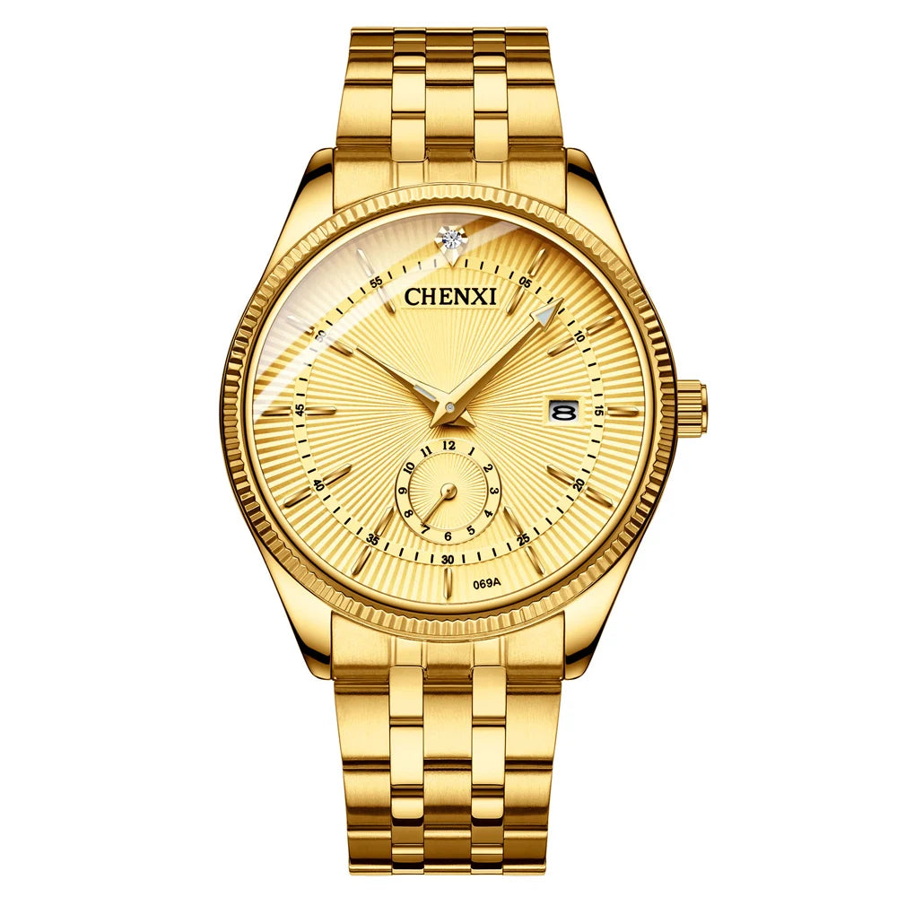 Kit Relógios Masculino e Feminino de Luxo Dourado
