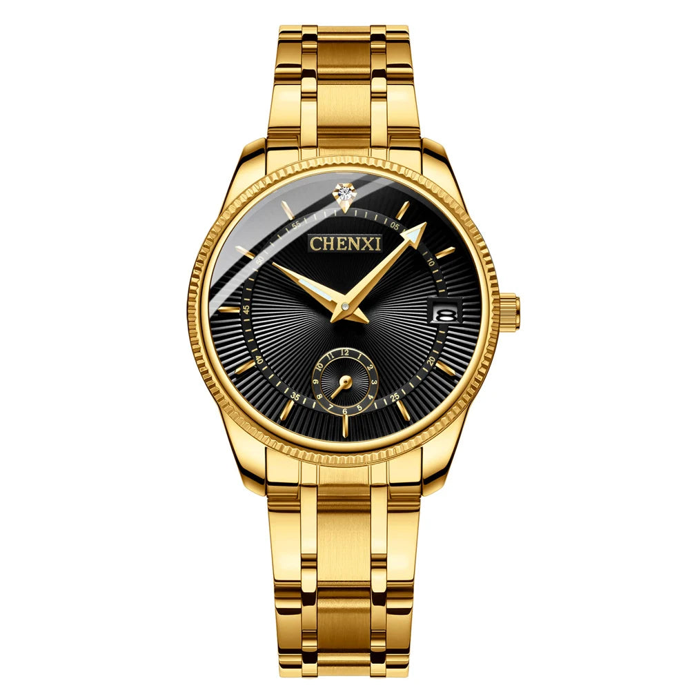 Kit Relógios Masculino e Feminino de Luxo Dourado