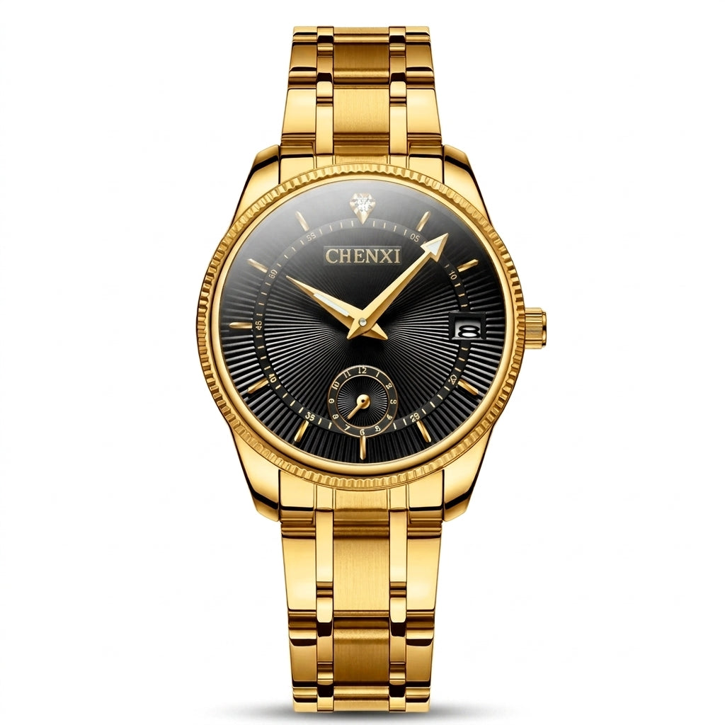 Kit Relógios Masculino e Feminino de Luxo Dourado