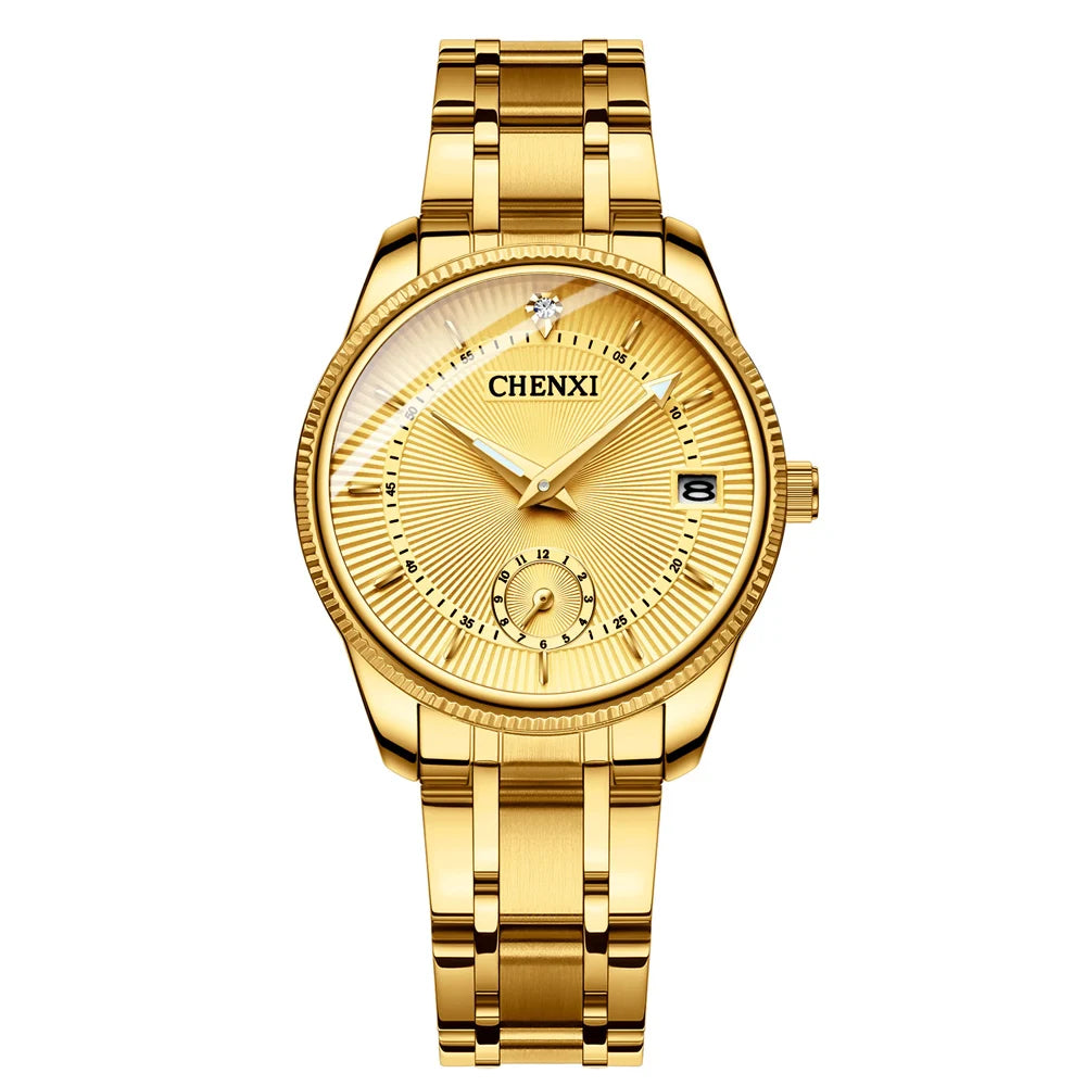 Kit Relógios Masculino e Feminino de Luxo Dourado